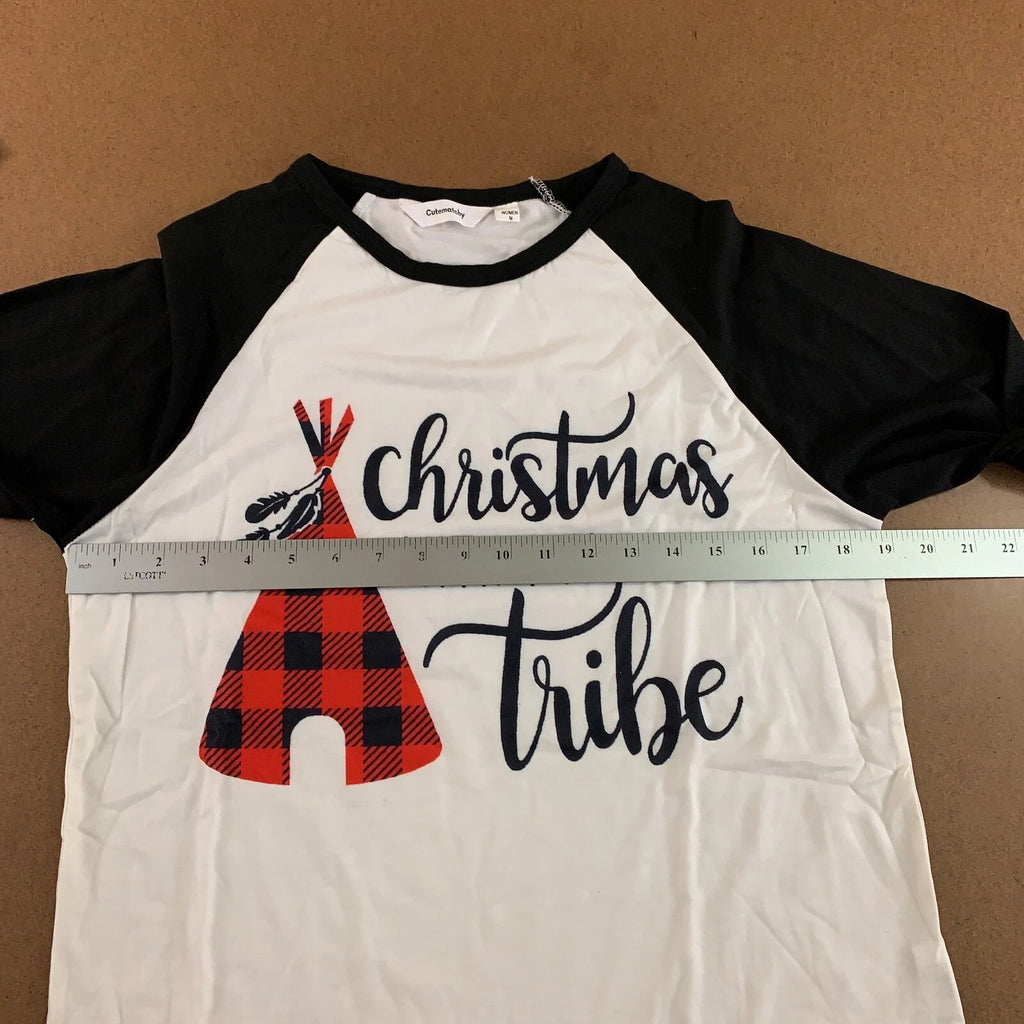 Cutematchy Womens Medium Christmas With My Tribe Graphic 2 Piece Pajama Set New
