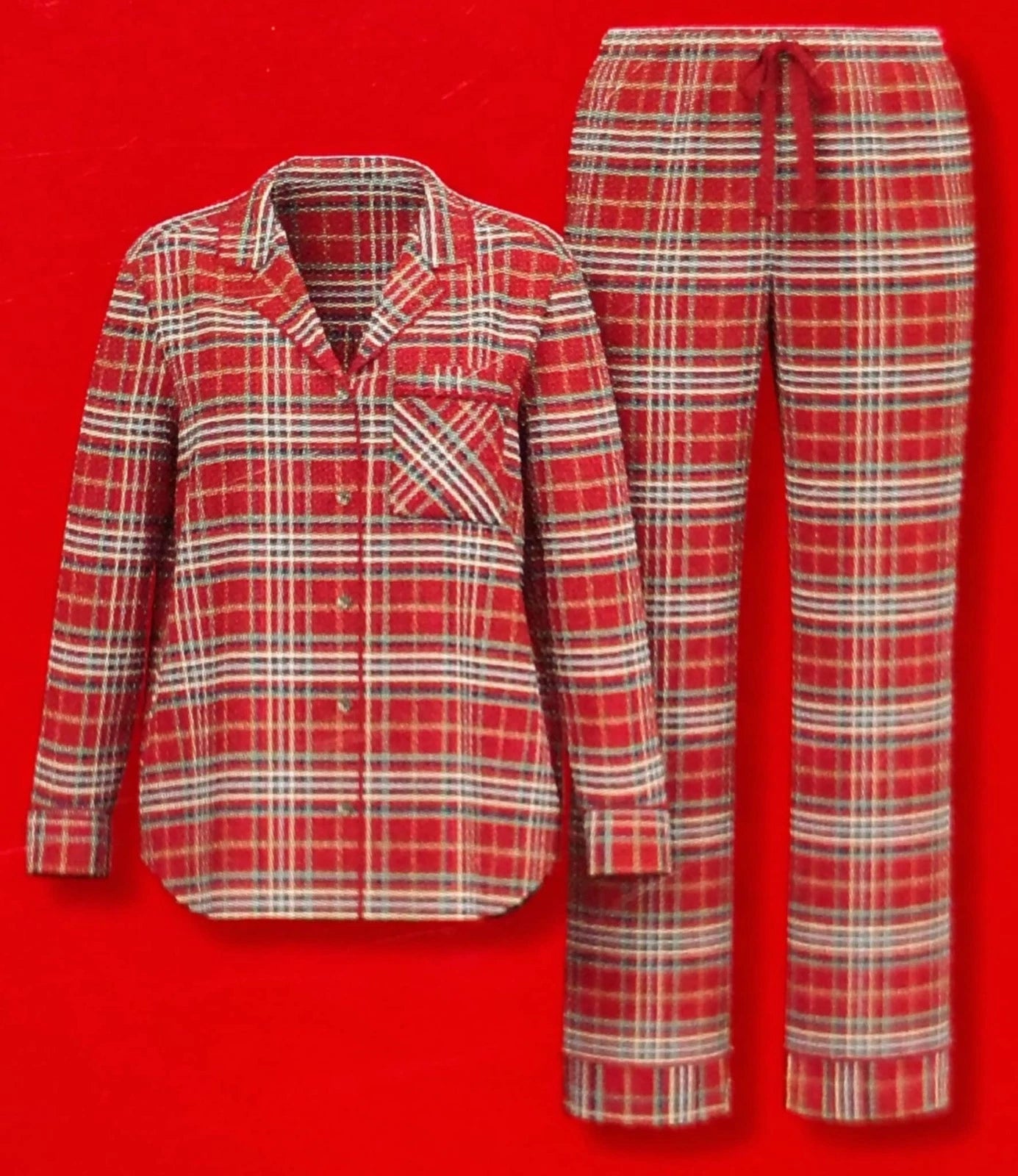 Women s Plaid Flannel Holiday Matching Family Pajama Set - Wondershop Red Large