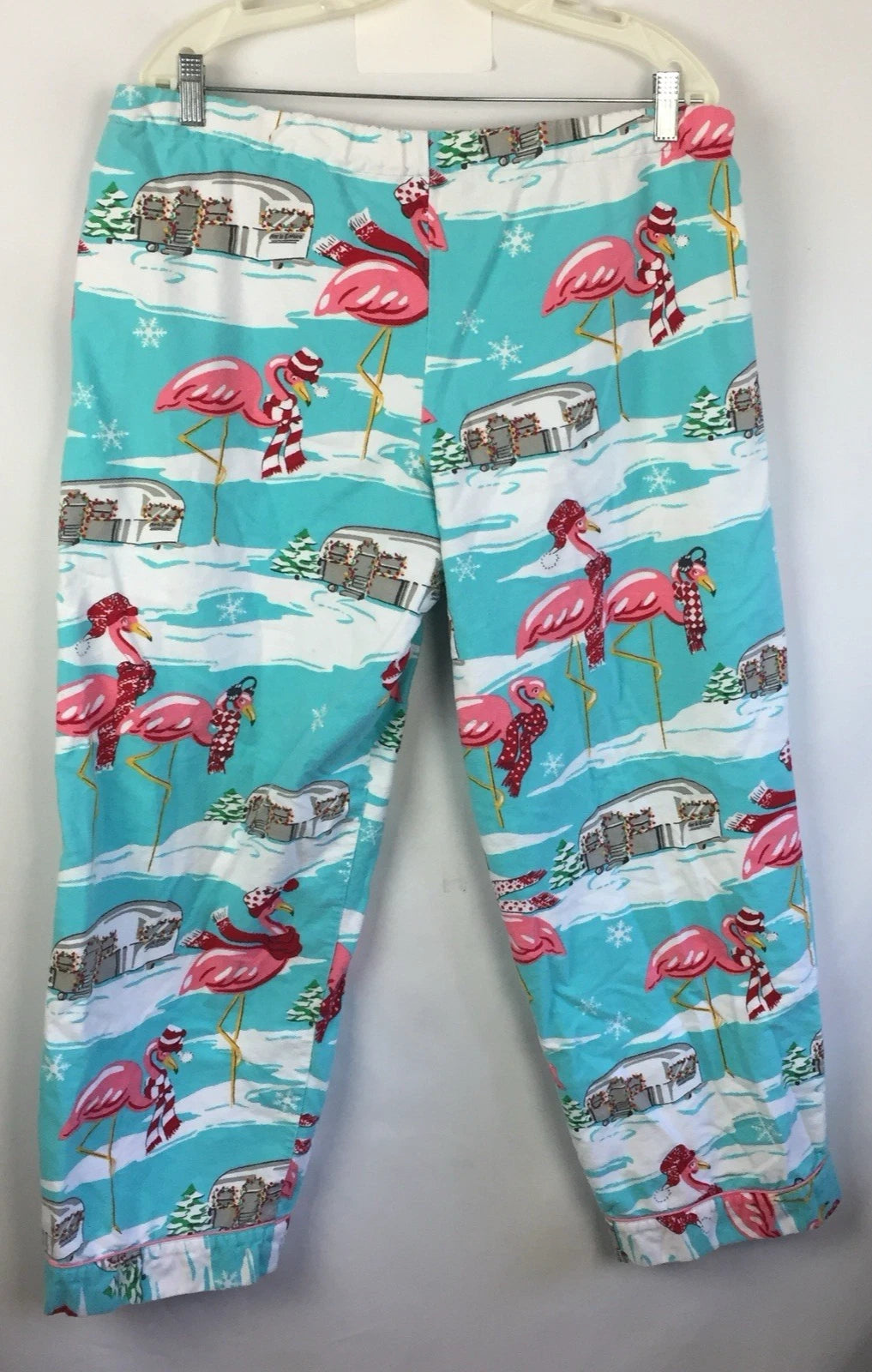 Nick & Nora Pajama Set Womens Large Flamingo Airstream RV Christmas Holiday