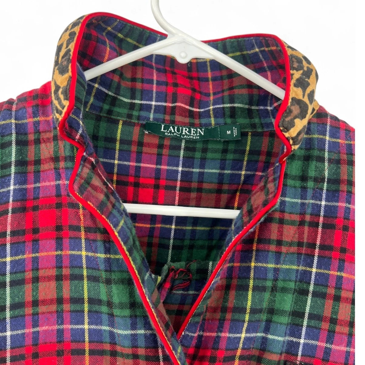 Ralph Lauren Flannel Pajama PJ Set Top Pants Plaid Holiday Christmas M Womens
