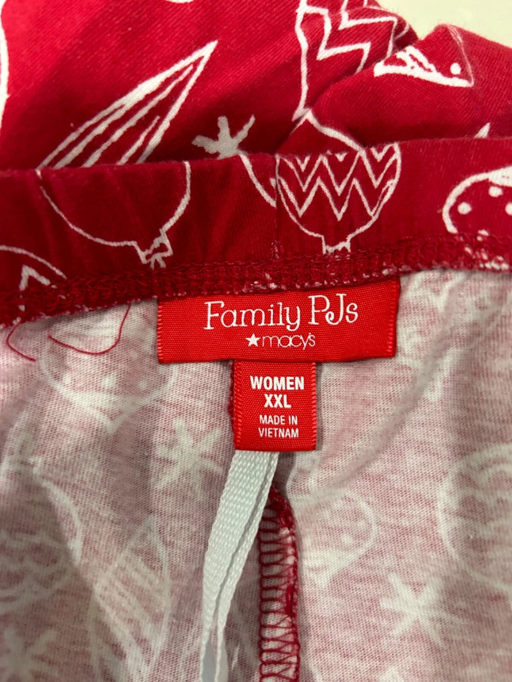 Macy's Womens Size XXL Ornament Print Family Pajama Set Red White Ho Ho