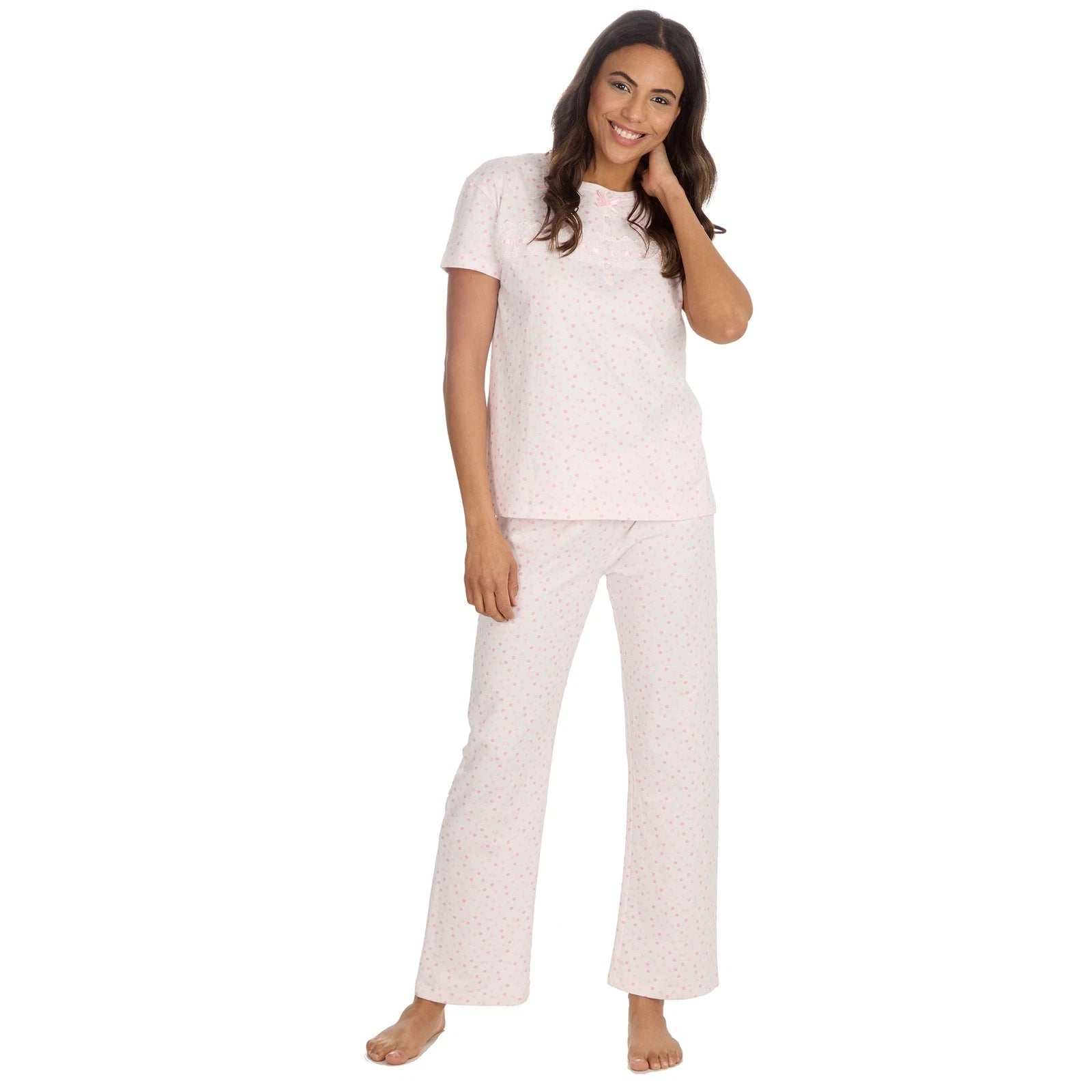 Nikaro Ladies Short Sleeve 2 Piece Round Neck Pyjama Set