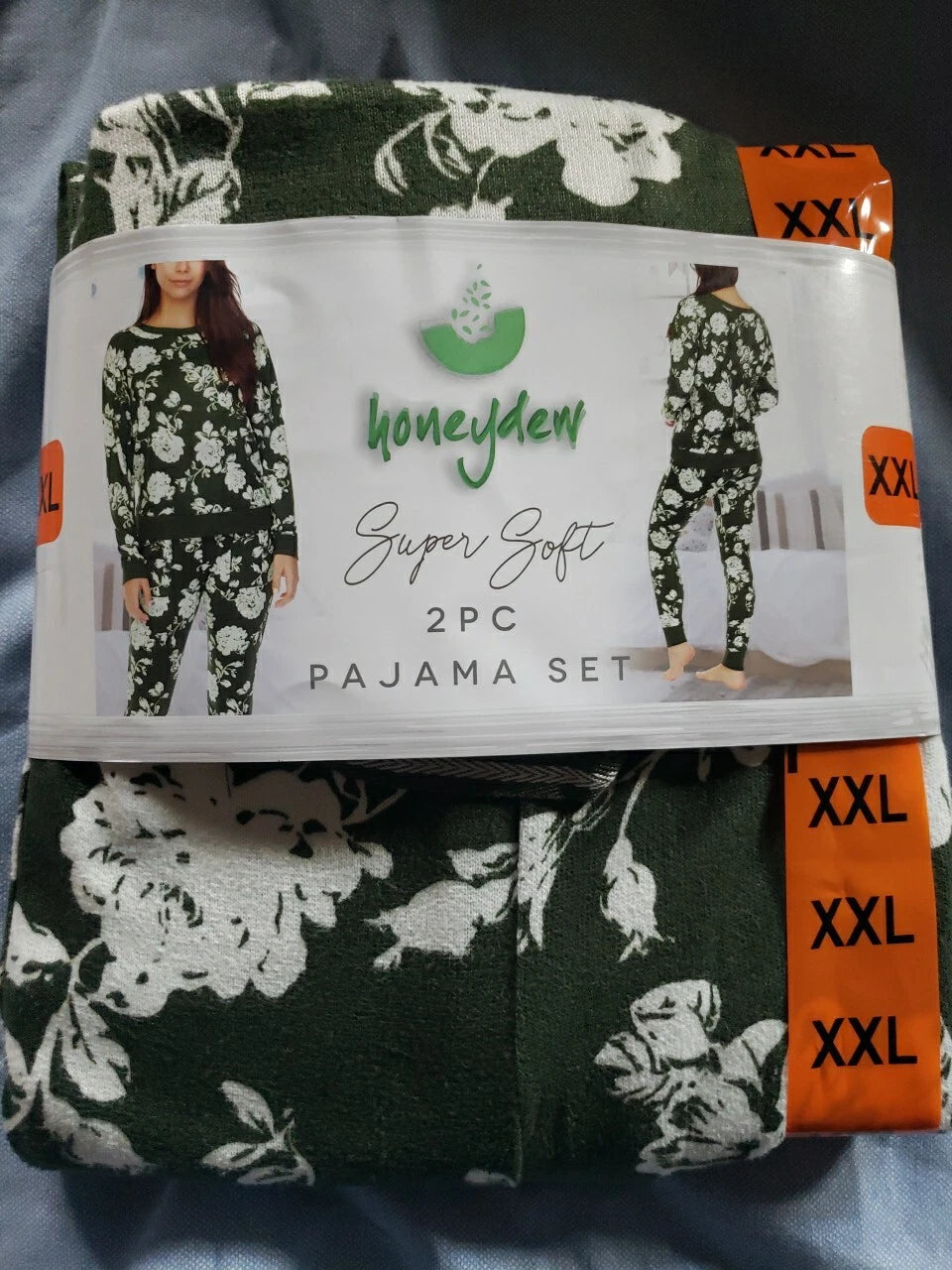 Honeydew Women’s Hacci Lounge PJ Set 2 Piece, Olive Floral, Size 2XL