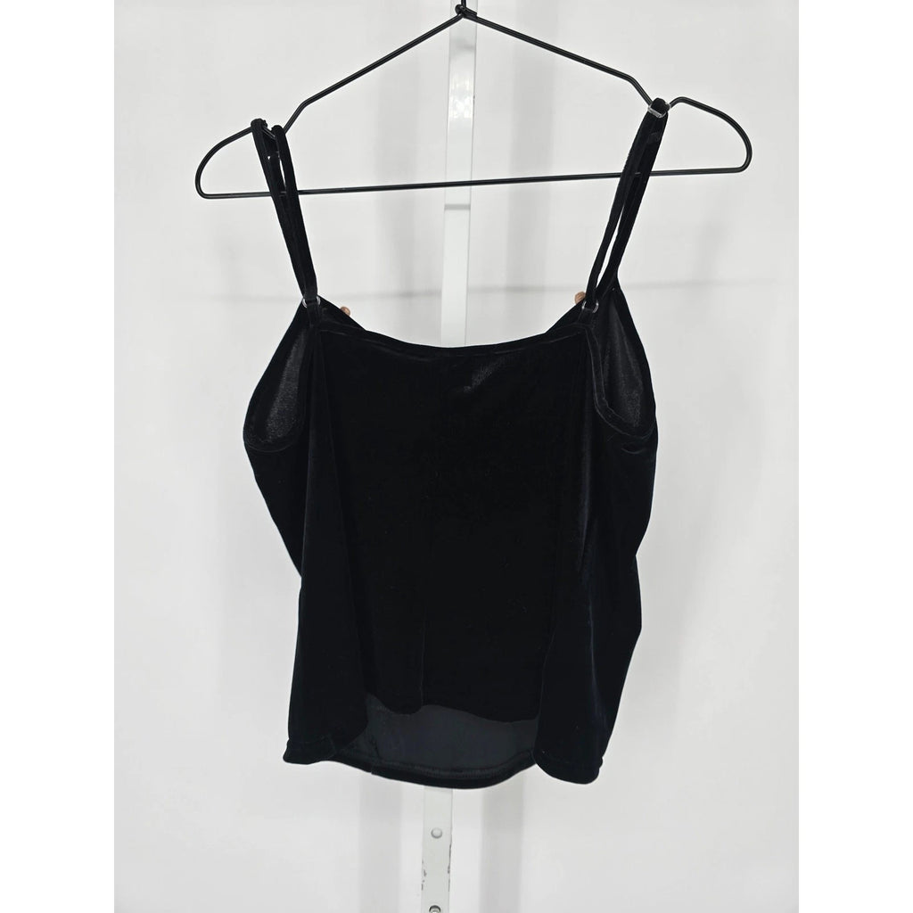 Delicates Intimates Womens Sz M velvet Pajama Top and Pants Set Black Lace Trim