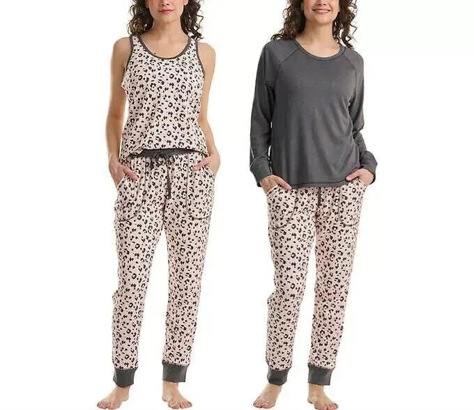 Live Love Lounge Cozy Leopard 3-piece Lounge PJ Set by Karen Neuburger L NWT