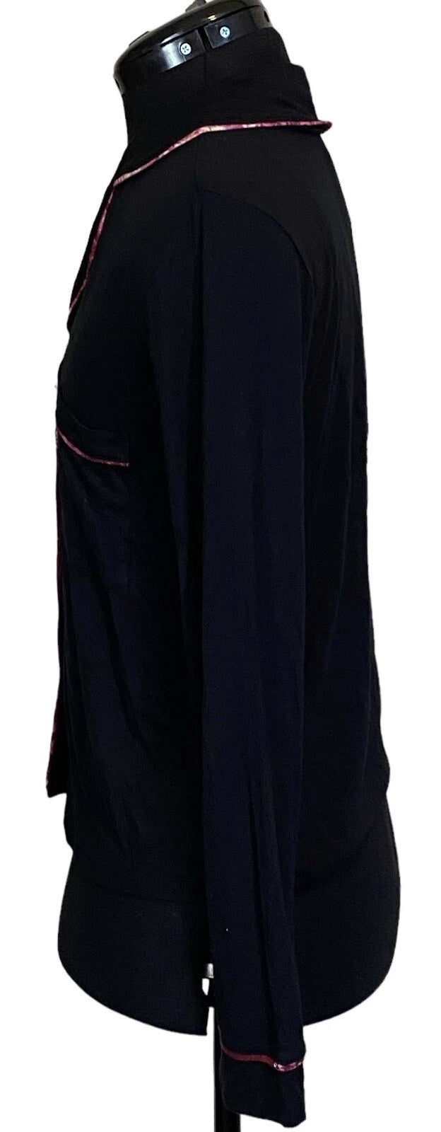 NWT JENNI Women's Notch-Collar Pajama Set Deep Black Size XS