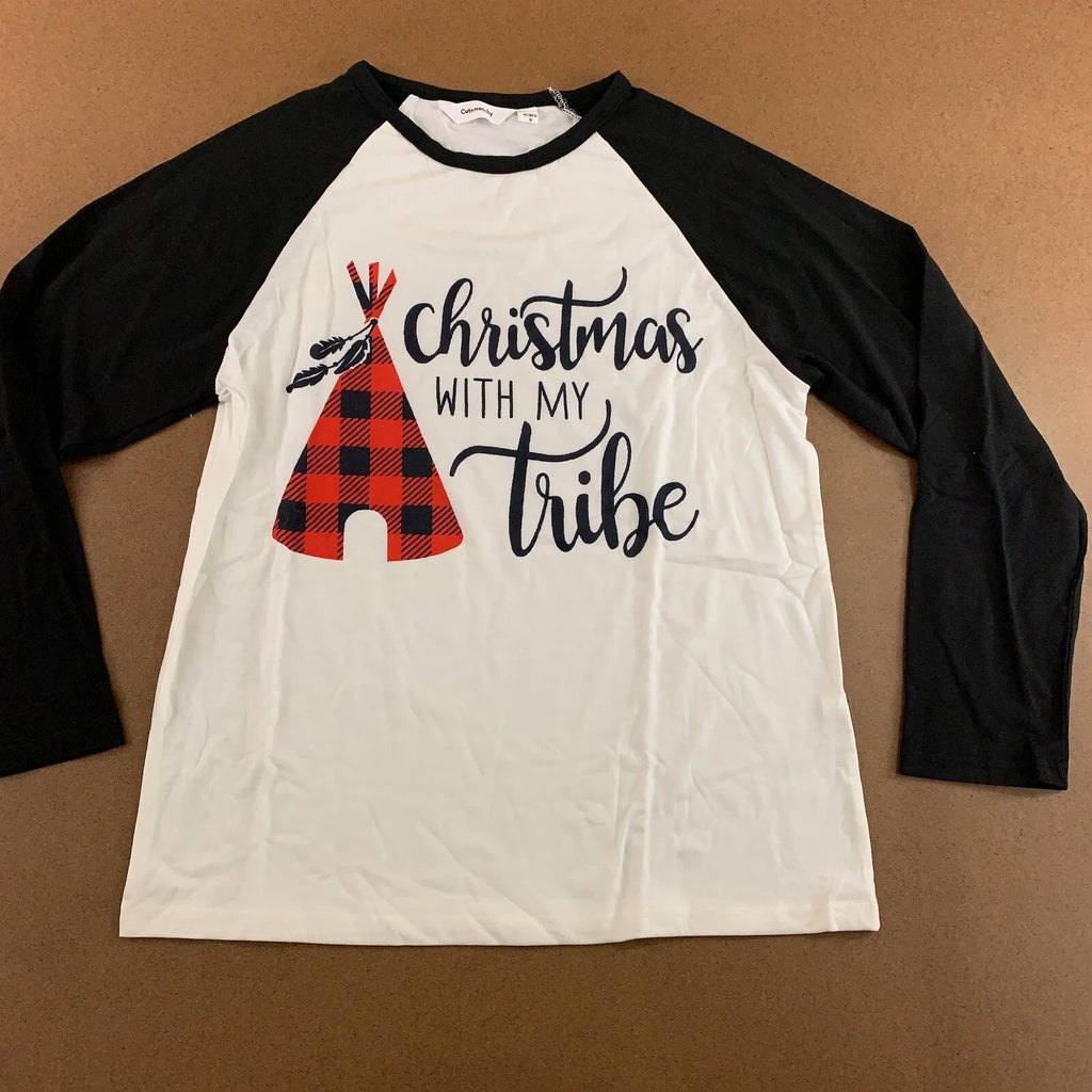 Cutematchy Womens Medium Christmas With My Tribe Graphic 2 Piece Pajama Set New