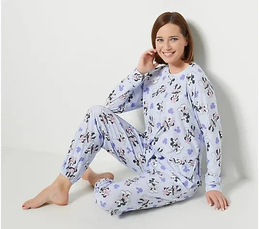 Disney Soft Jersey Raglan and Jogger Pajama Set-Purple/Minnie-Medium-A459614