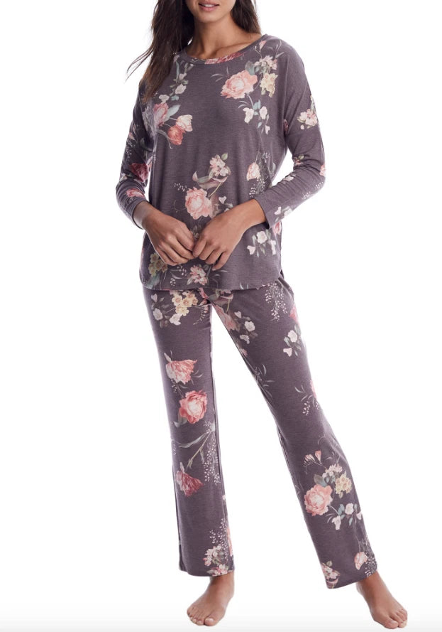 Flora Nikrooz Womens Burgundy Kathy Knit Pajama Set L42326 Size XS