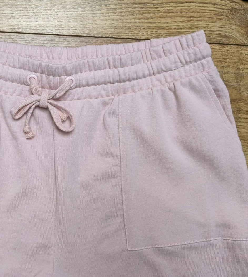 M&S Cotton Pink Sweatshirt Jersey Shortie Pyjama Set Pyjamas PJs Large 16 - 18