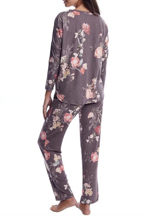 Flora Nikrooz Womens Burgundy Kathy Knit Pajama Set L42326 Size XS
