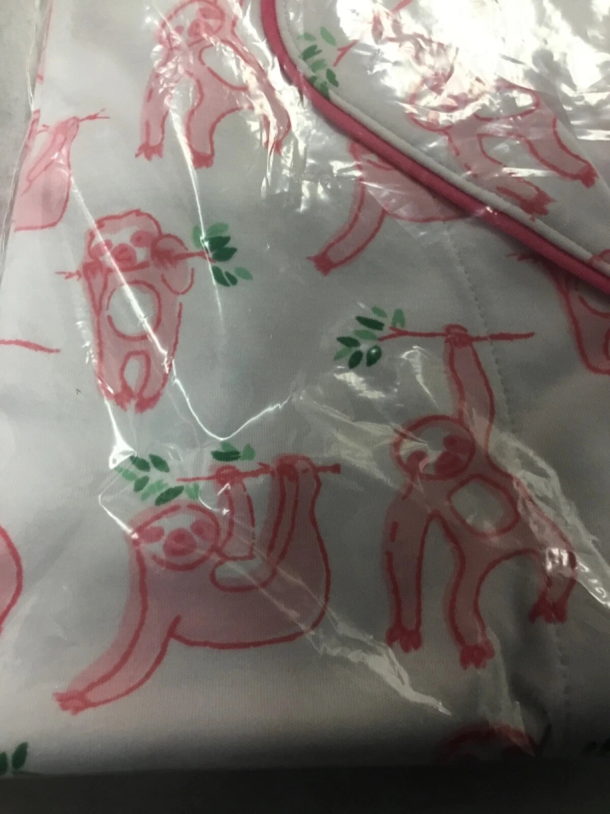 New Roller Rabbit Sleepy Sloth Polo PJ Pajama Shorts Shirt White Pink S