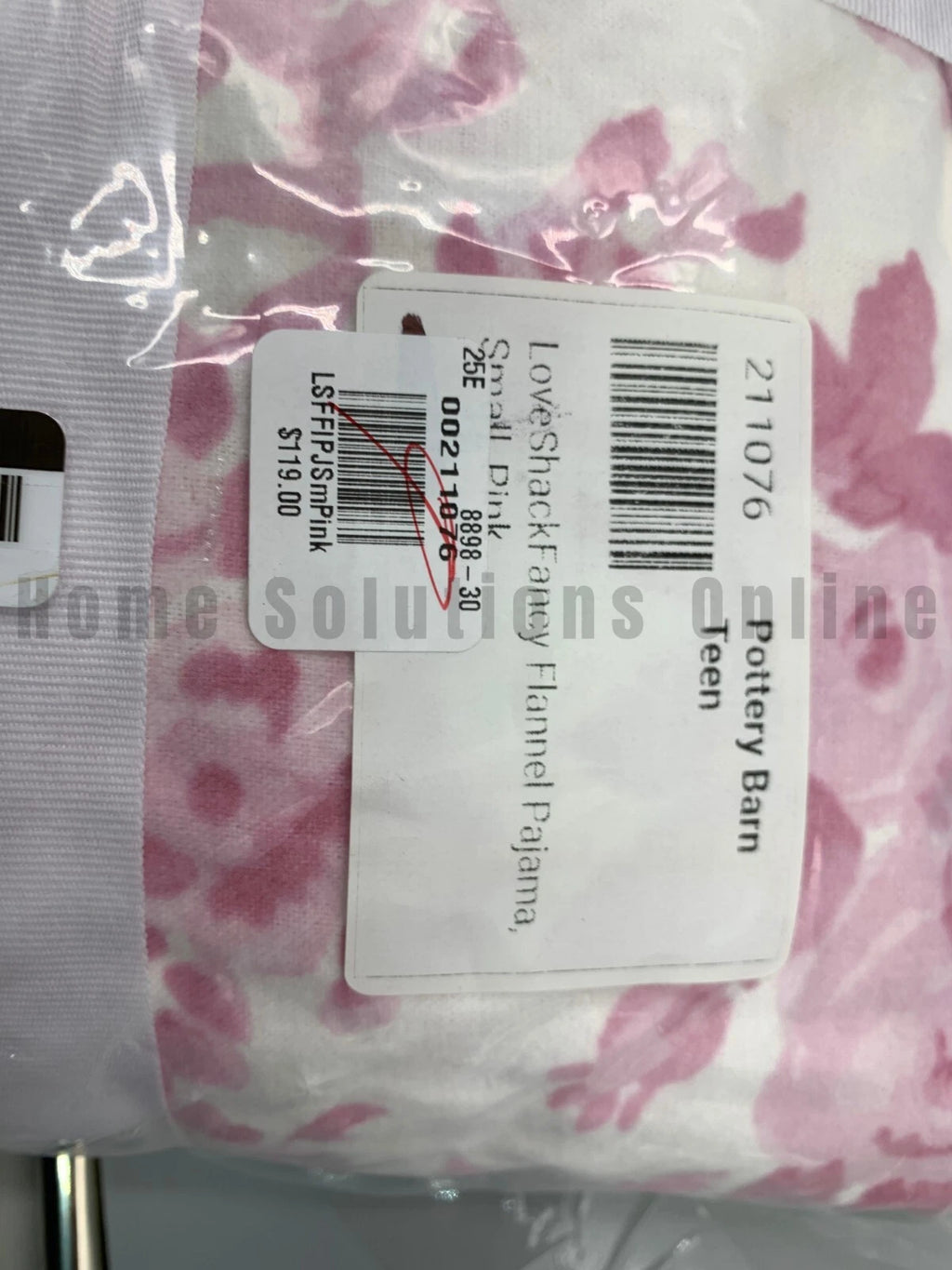 Pottery Barn Teen Love Shack Fancy Flannel Pajamas Pink Small #N184R