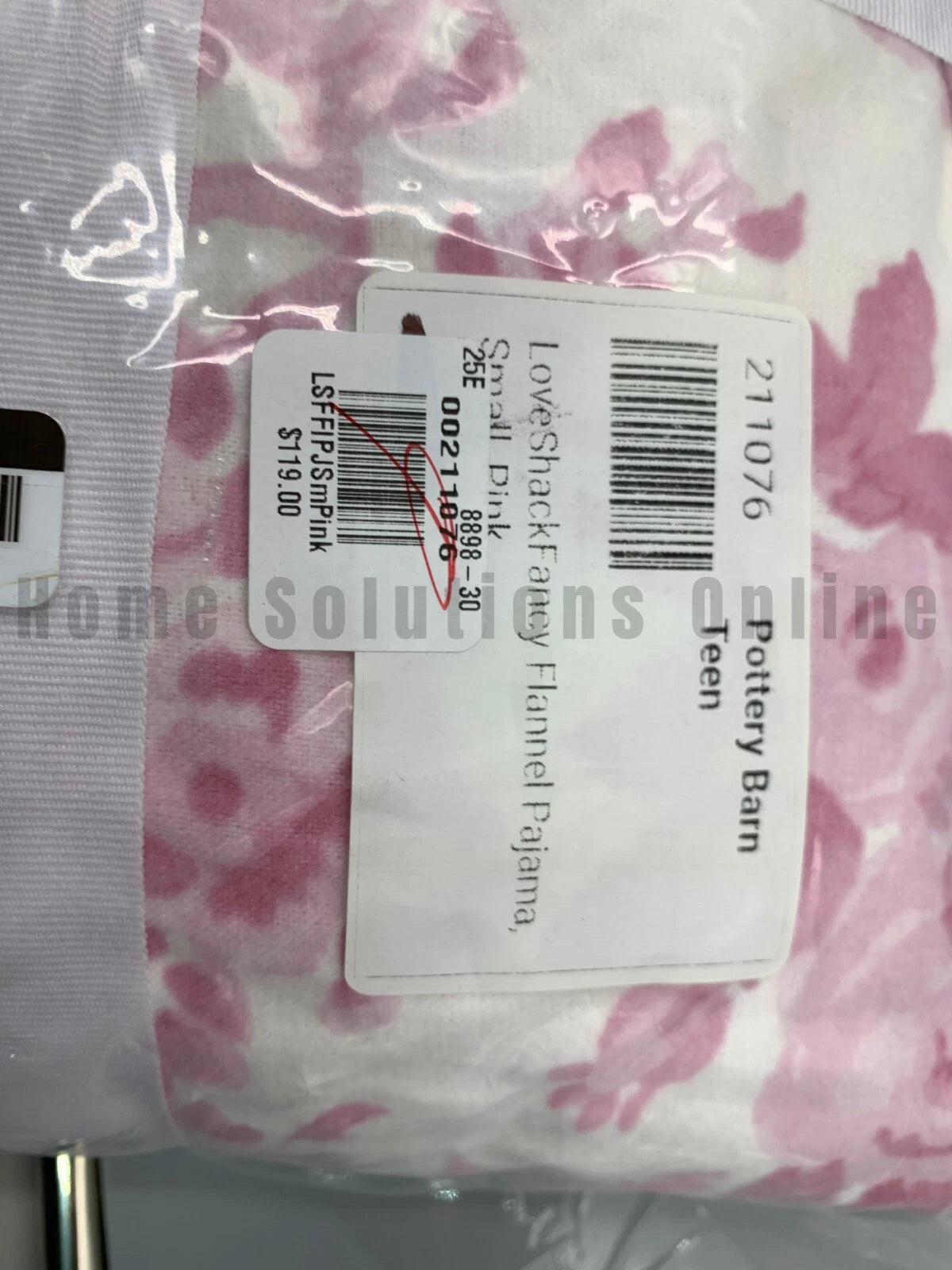 Pottery Barn Teen Love Shack Fancy Flannel Pajamas Pink Small #N184R
