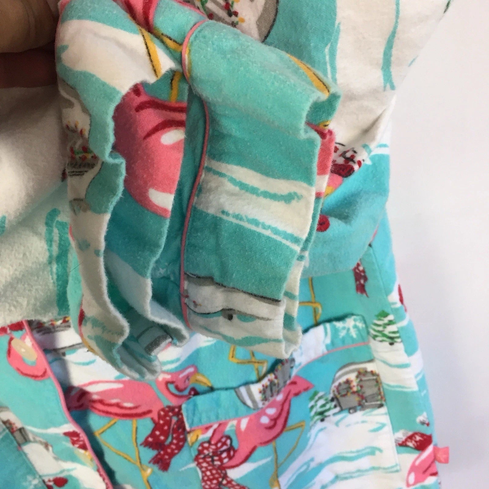 Nick & Nora Pajama Set Womens Large Flamingo Airstream RV Christmas Holiday