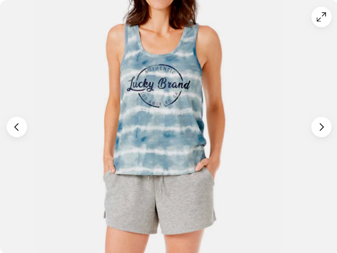 LUCKY BRAND WOMEN'S 3 PC TEE, TANK AND SHORT PAJAMA SET (GRAY BLUE M)NWT