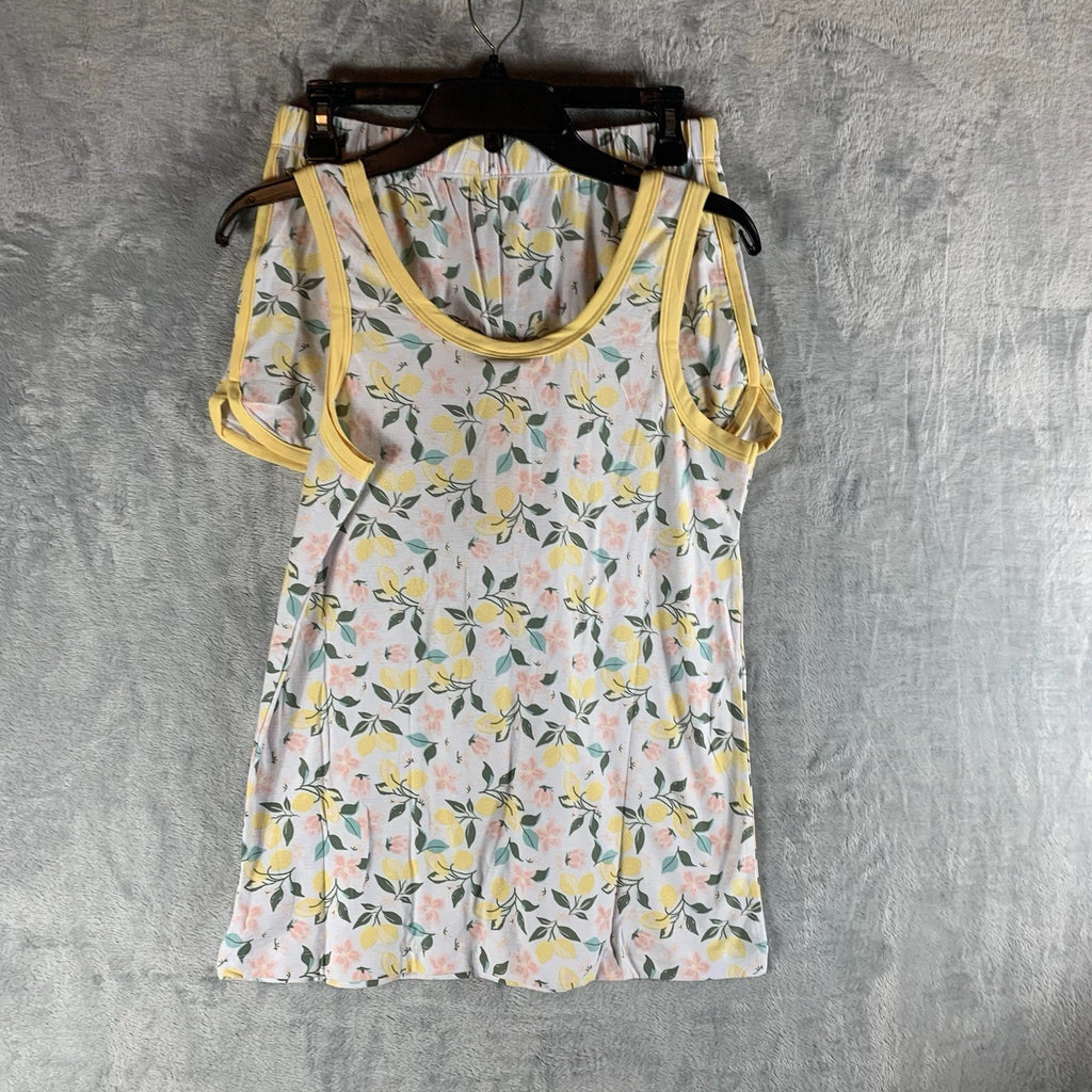 Roudelain Women's Pajamas Set S Tank Top Shorts Lemon Floral Soft Henley PJs NWT