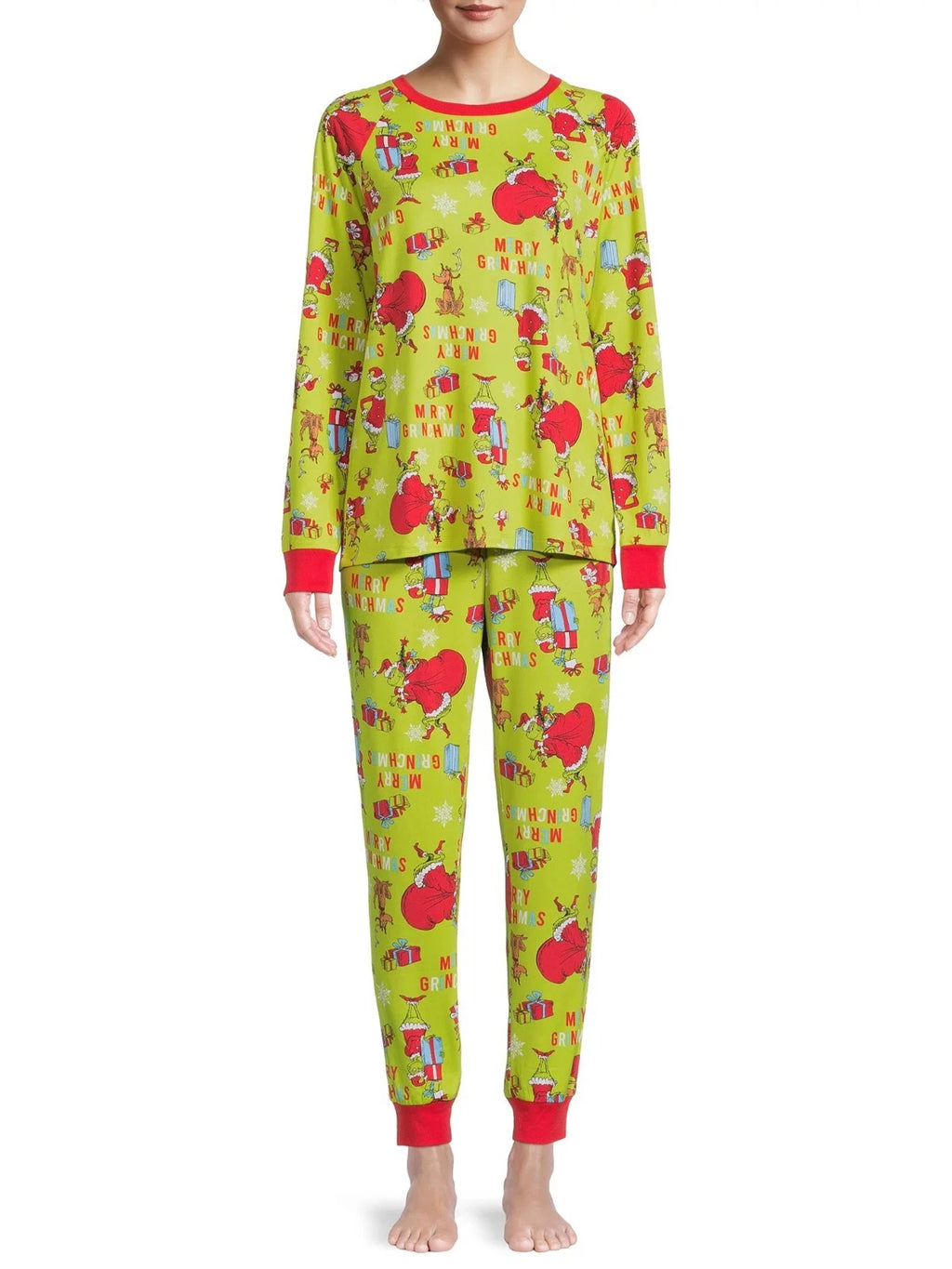 CHRISTMAS DR SEUSS GRINCH WOMENS LONG SLEEVE 2-PIECE PAJAMAS SET 2X NWT [CHR9]