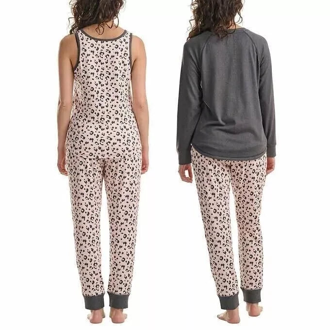 Live Love Lounge Cozy Leopard 3-piece Lounge PJ Set by Karen Neuburger L NWT