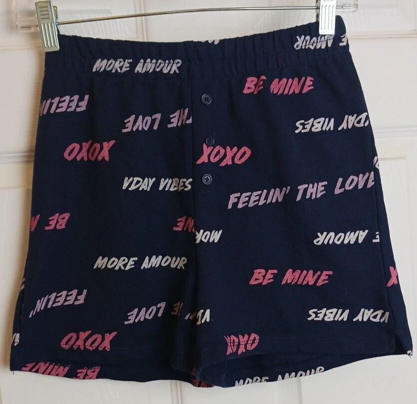 Grayson/Threads Sleepwear Womens XS Set LS Top Shorts XOXO LOVE *READ #D18