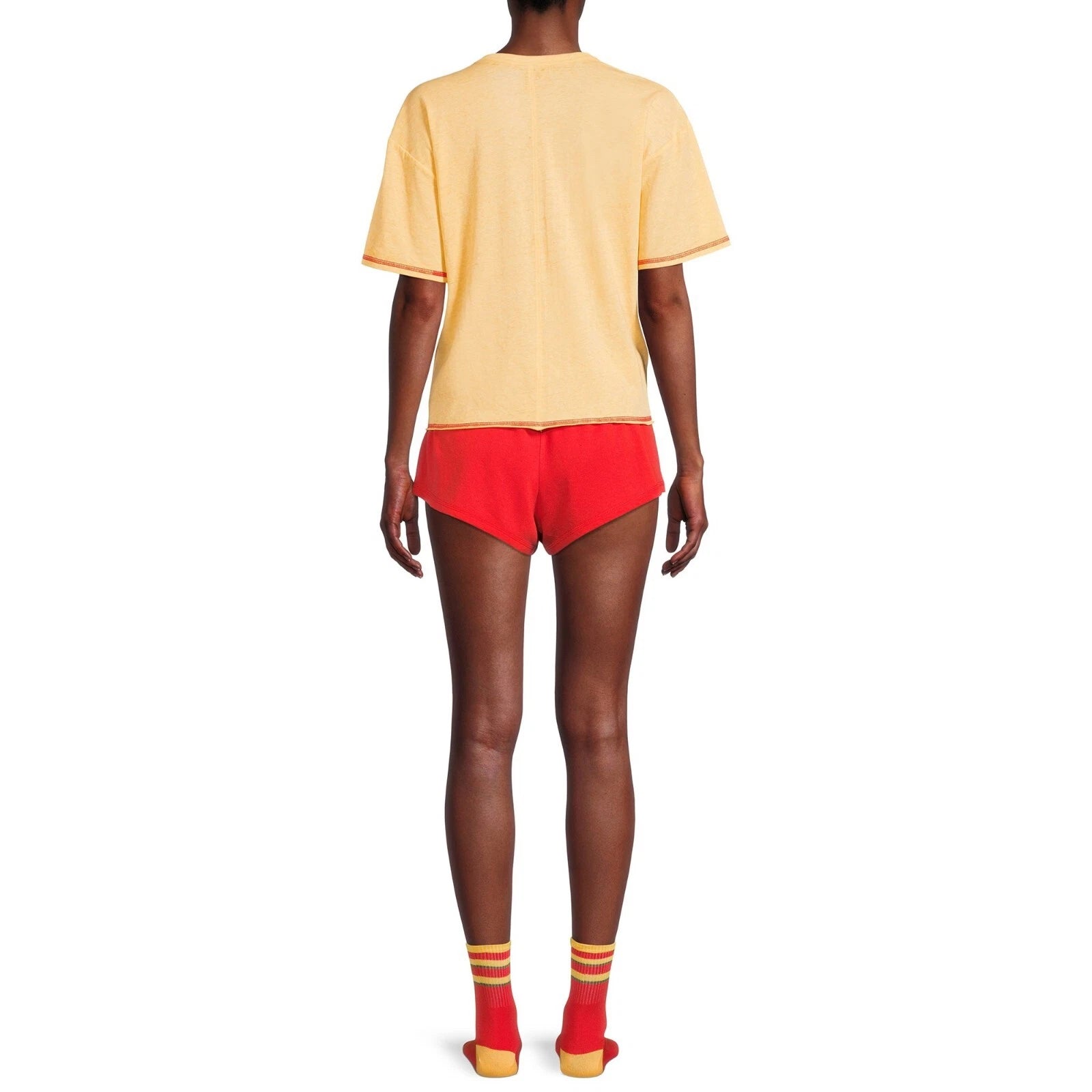 -3 PC KELLOG'S L' EGGO MY EGGO PAJAMA SET SOCKS TEE SHORTS GOLD RED 3X