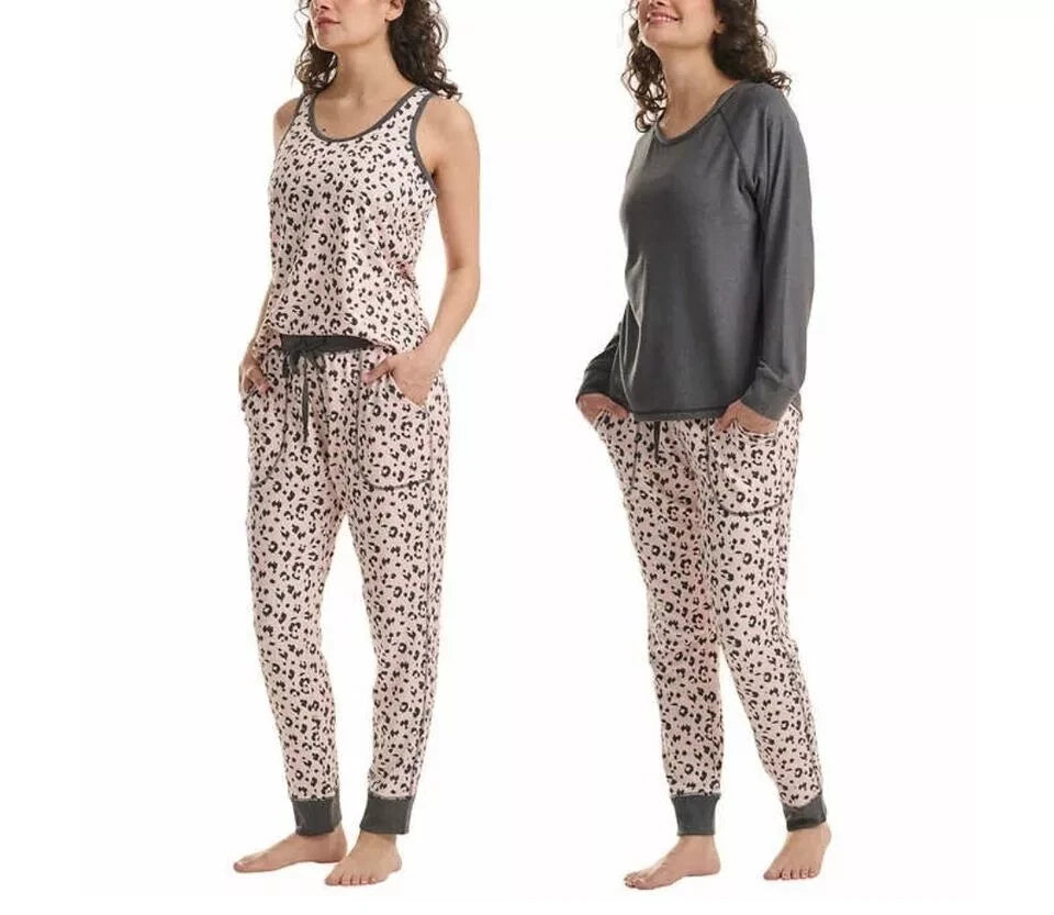 Live Love Lounge Cozy Leopard 3-piece Lounge PJ Set by Karen Neuburger L NWT