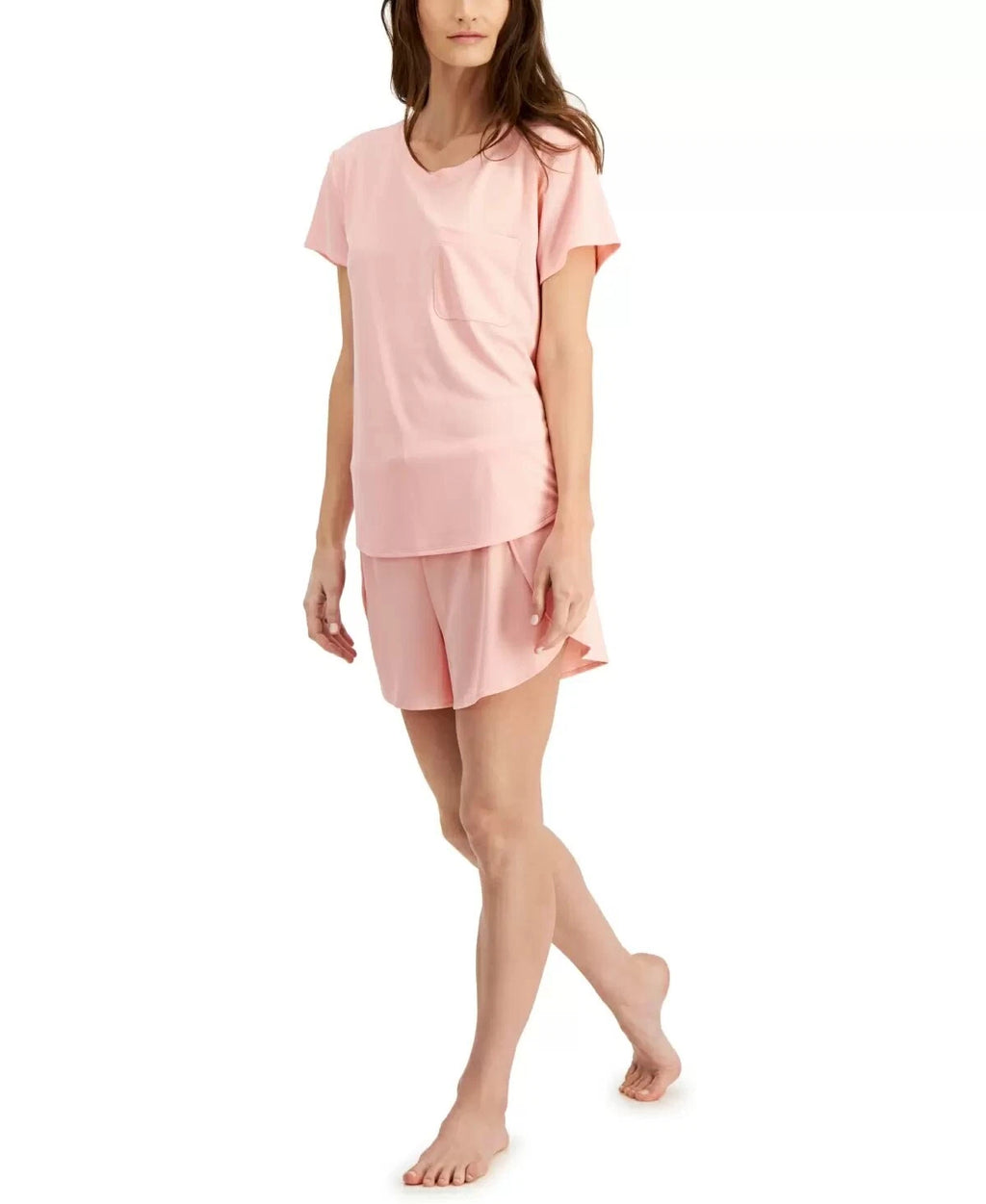 Womens Pocket T-Shirt & Tulip-Hem Shorts Pajama Set Ribbed - Alfani XXL