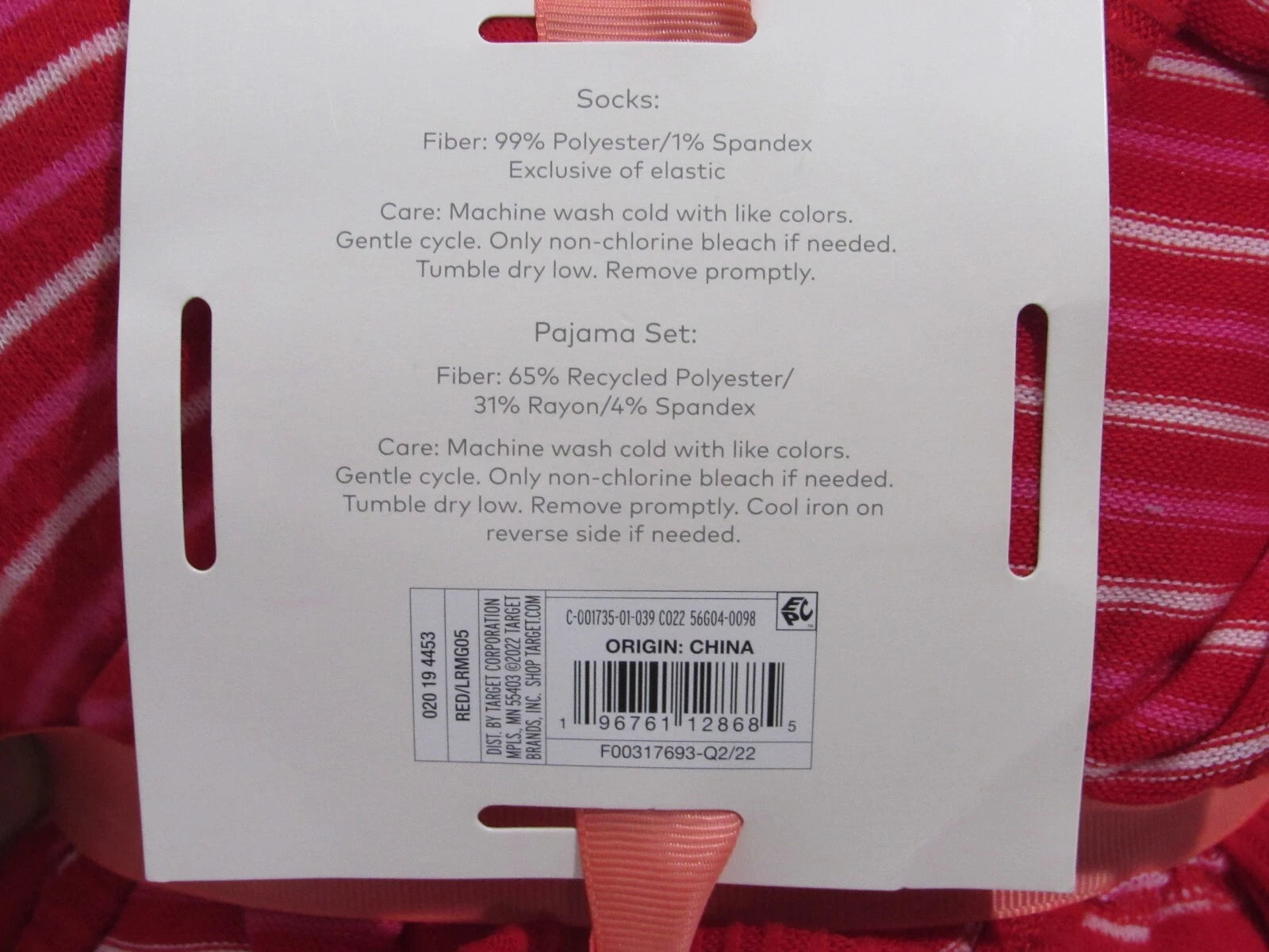 Colsie Women's 3pc Socks and Pajama Set Red Striped Size XS
