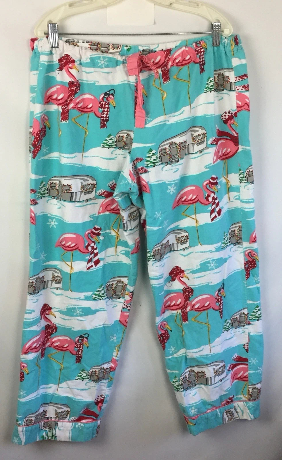 Nick & Nora Pajama Set Womens Large Flamingo Airstream RV Christmas Holiday