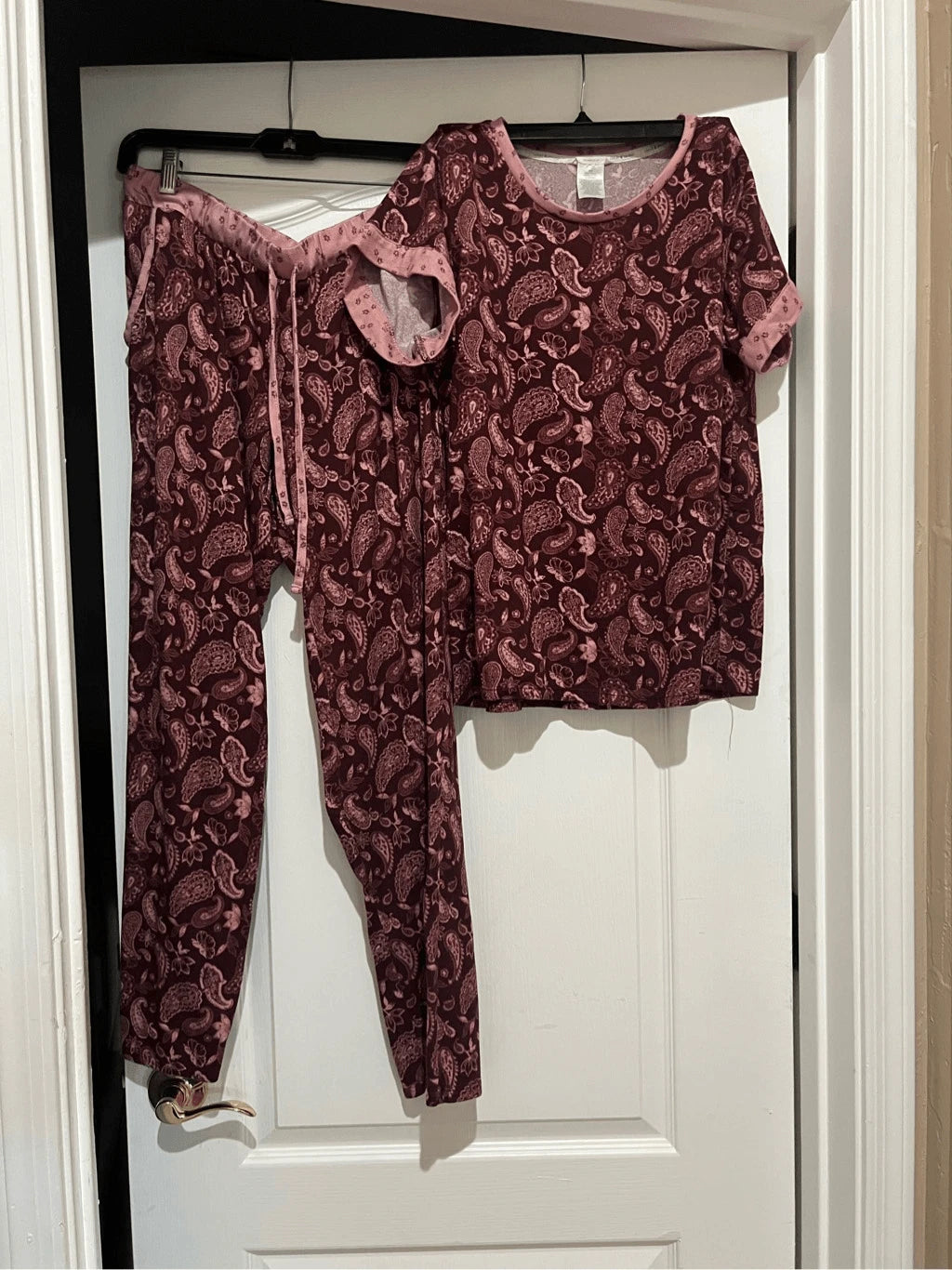 Lucky Brand pink and tan paisley pajama set