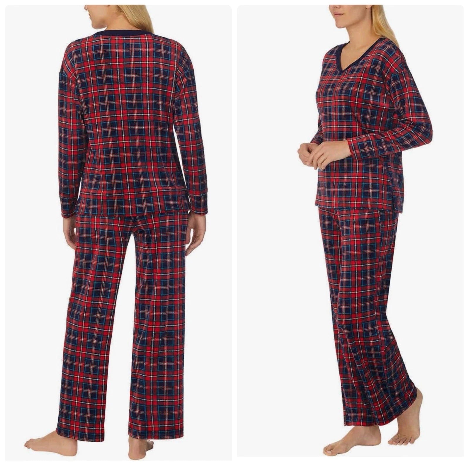 Nautica Women's Fleece Printed 2 Piece Pajama Set Red Multi Size XXL