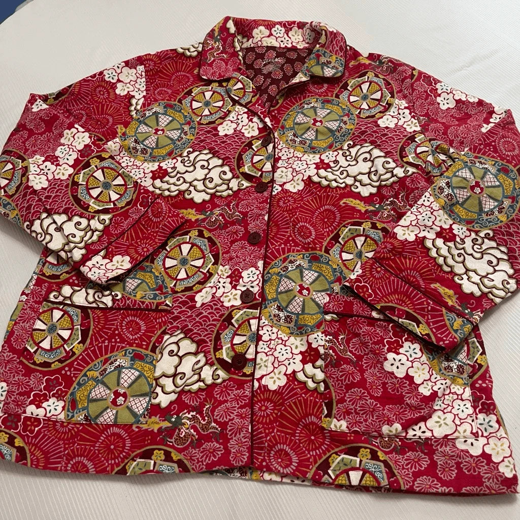 Nick & Nora Red Boho Chic Pajamas 2 Pc Set Plus Size XXL
