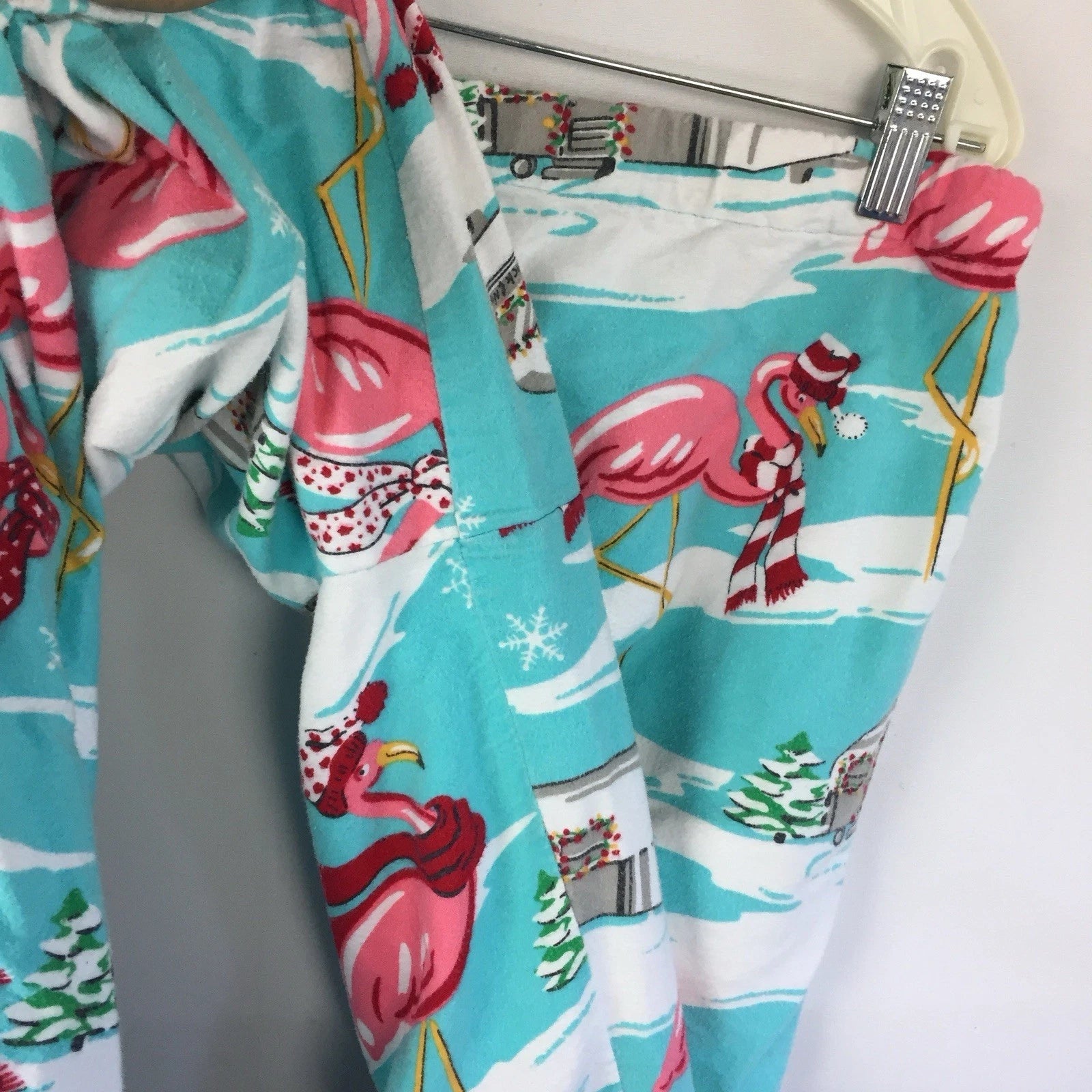 Nick & Nora Pajama Set Womens Large Flamingo Airstream RV Christmas Holiday