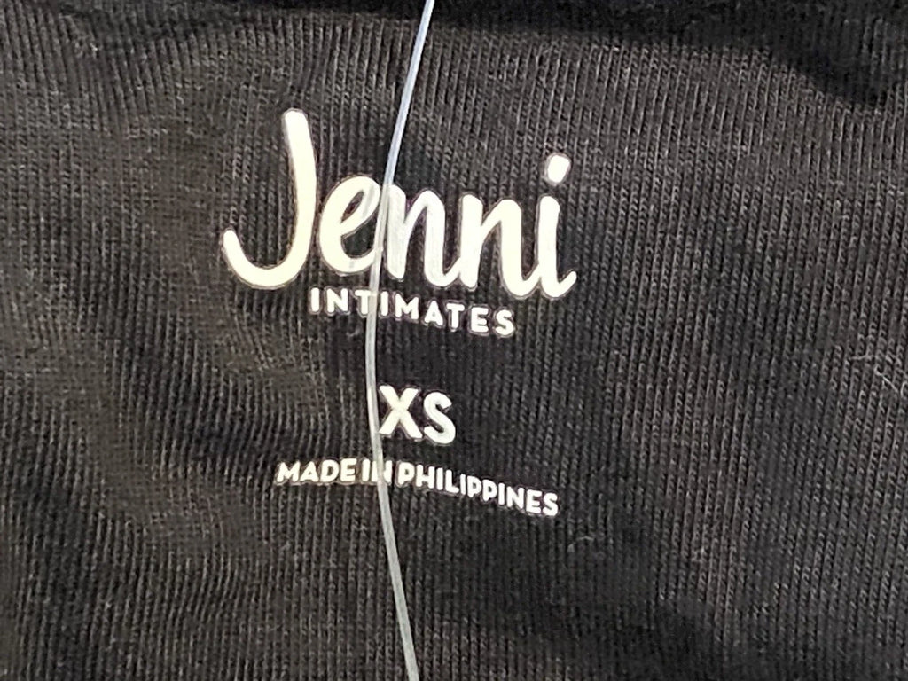 NWT JENNI Women's Notch-Collar Pajama Set Deep Black Size XS
