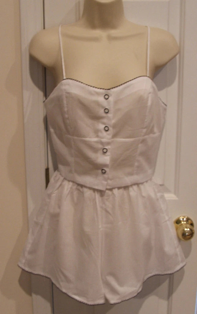 new pkg  corinna   white black trimmed  boxer pajama  set small