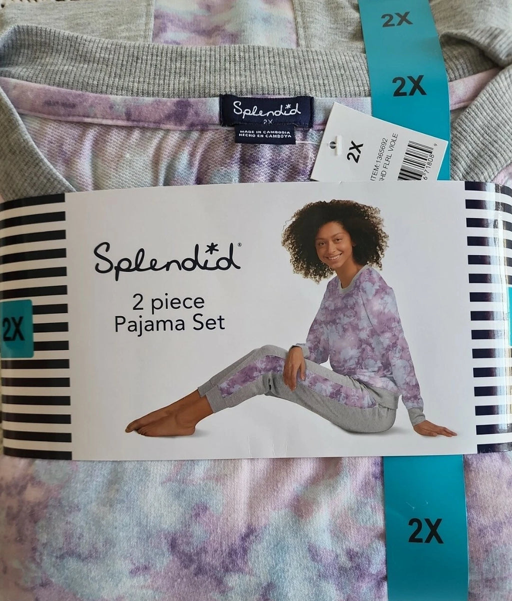 Splendid® ~ 2-Pc. Pajama Set ~ Washed Floral Violet ~ Ladies' Size 2XL (22/24)