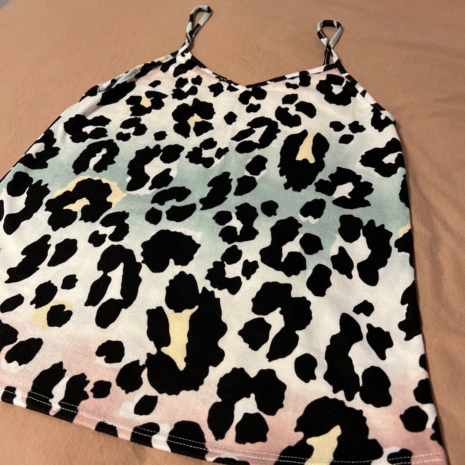 NWOT Bibi Pink & Blue Leopard Super Soft Pajama Shorts & Top Set Size Small