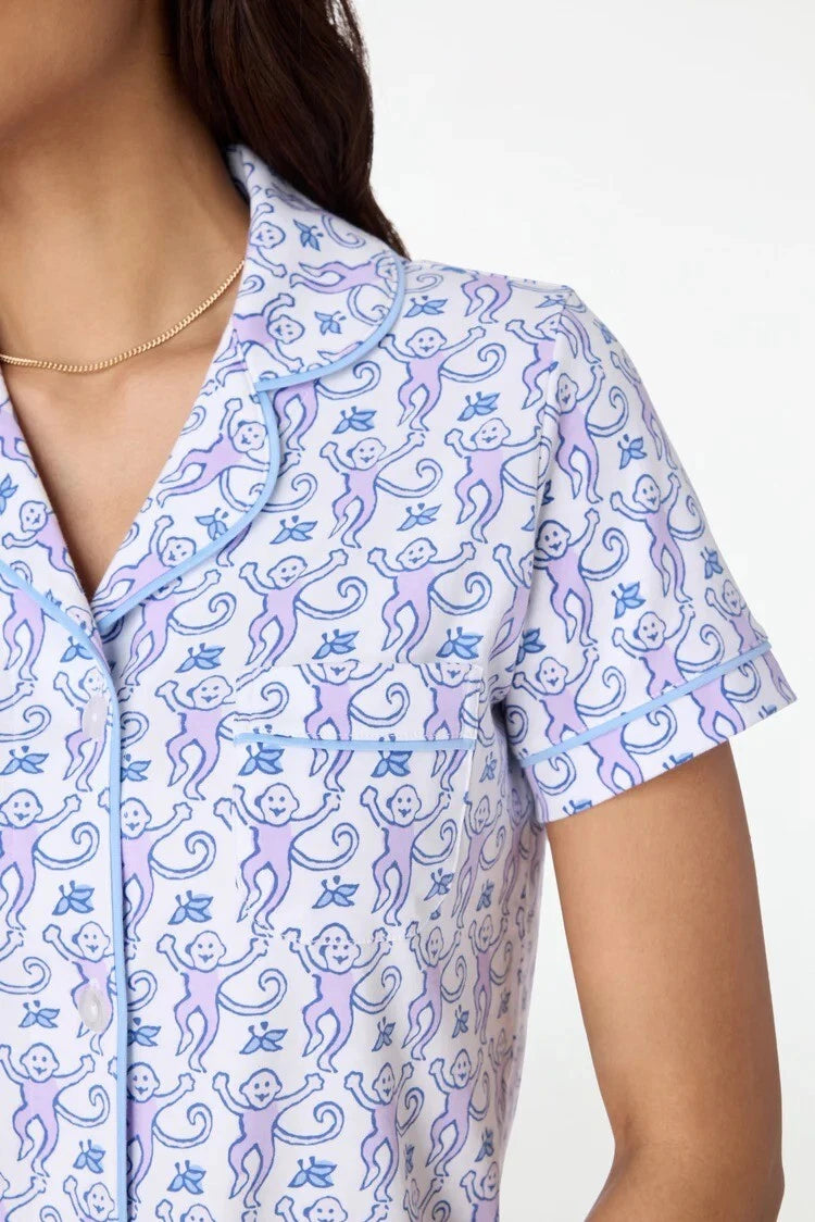 NEW! Roller Rabbit Monkey Polo Pajamas LAVENDER Purple XXS 2XS Extra Extra Small