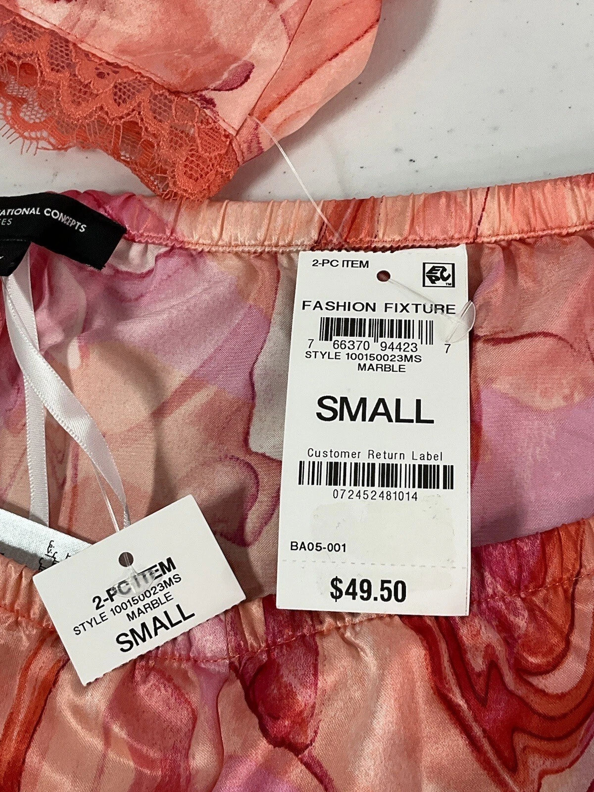 INC (International Concepts) Pink /Orange Swirl Print Nightie Set. Size Sm. NEW