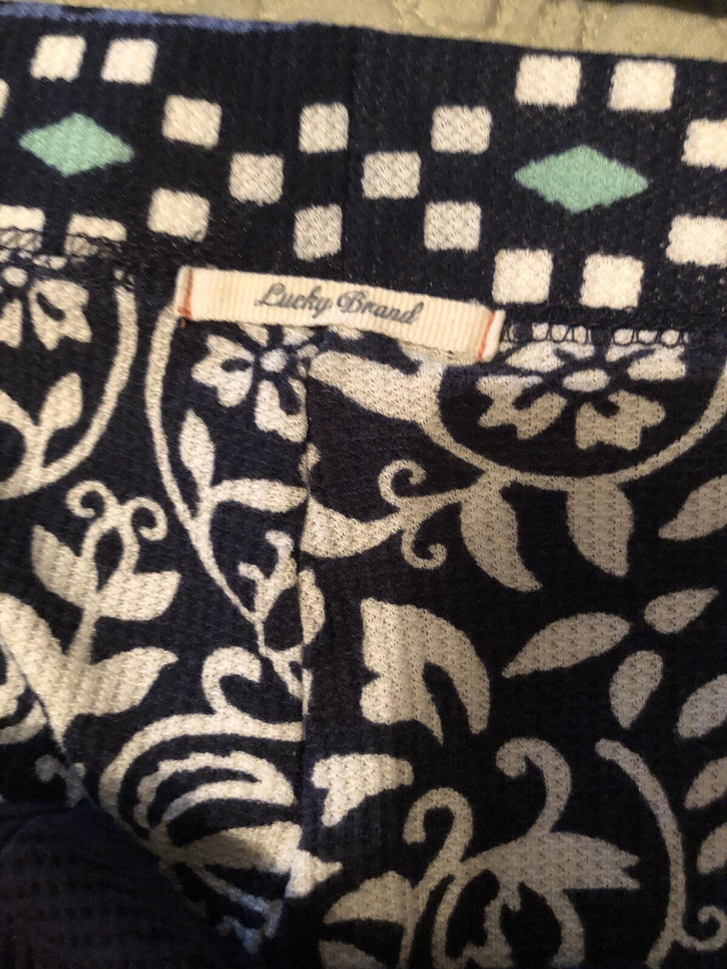 Lucky Brand Waffle Knit Pajama Set Navy Junior’s Large