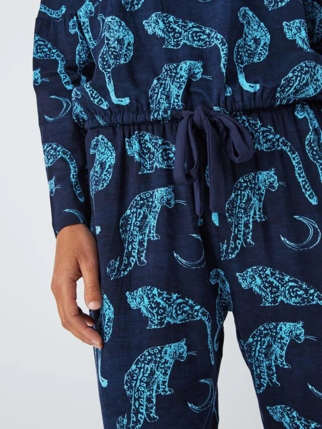 BNWT  Their Nibs Snow Leopard Moon Print Jersey Pyjama Set Blue Sz: S  RRP£38