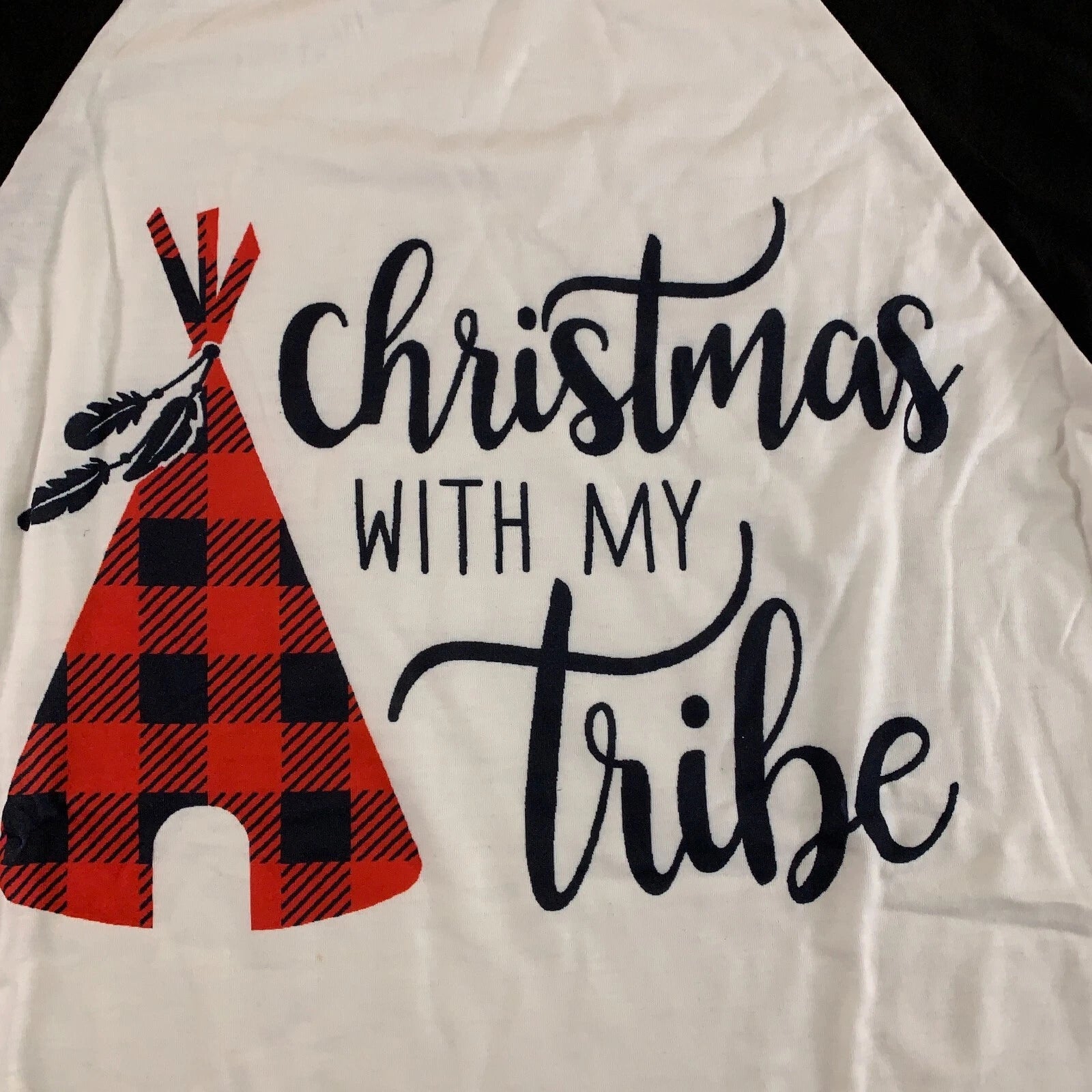 Cutematchy Womens Medium Christmas With My Tribe Graphic 2 Piece Pajama Set New