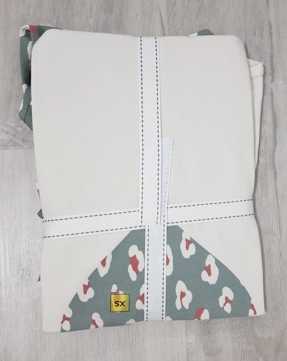 M&S size XS khaki LOUNGE WEAR pure cotton PYJAMA SET beige HEART short sleeve