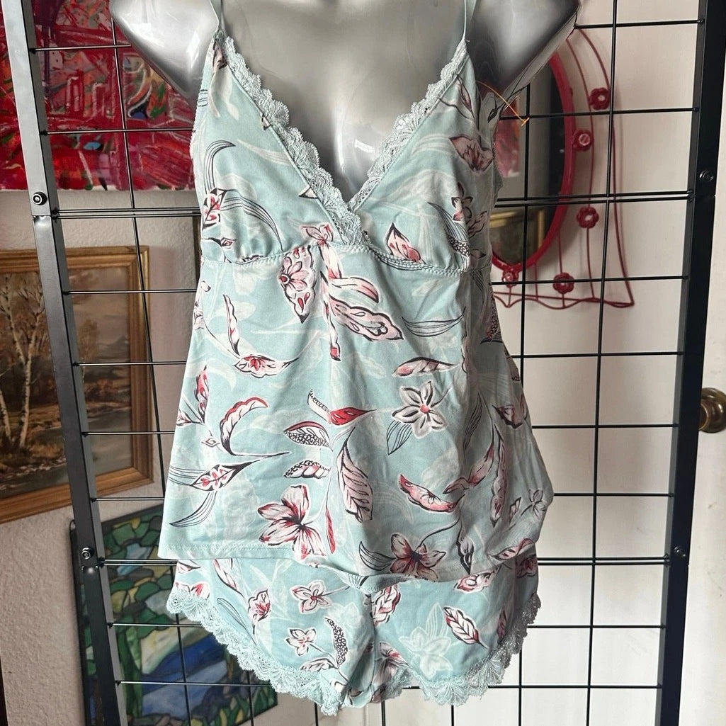 adrienne vittadini blue and pink floral pajama set