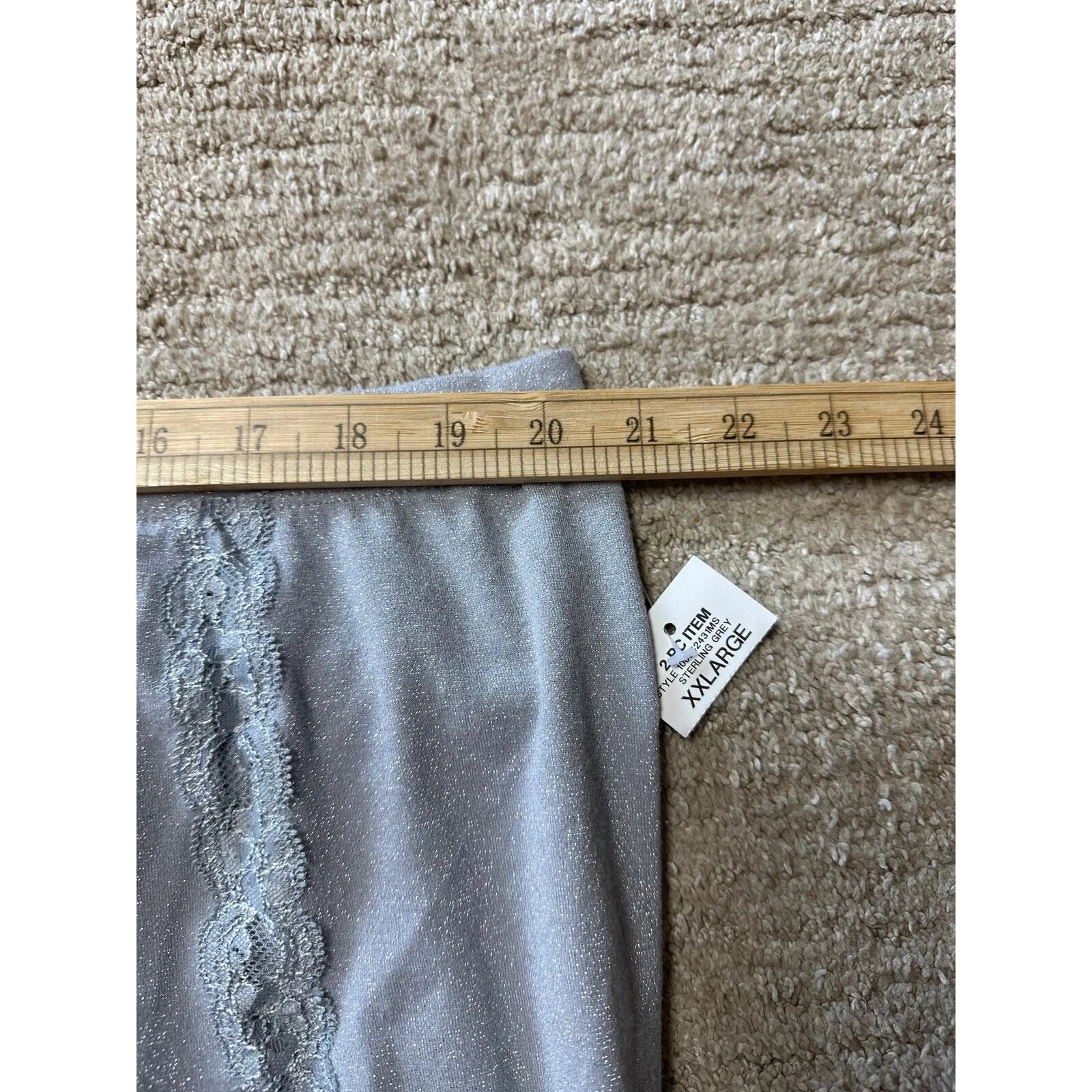 INC International Concepts Intimates Lace Trim Sparkle Pajama Set Grey XXL
