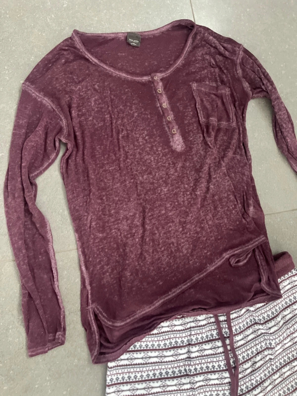 Free Press Womens Long Sleeve Purple Pajama Set Size M/L