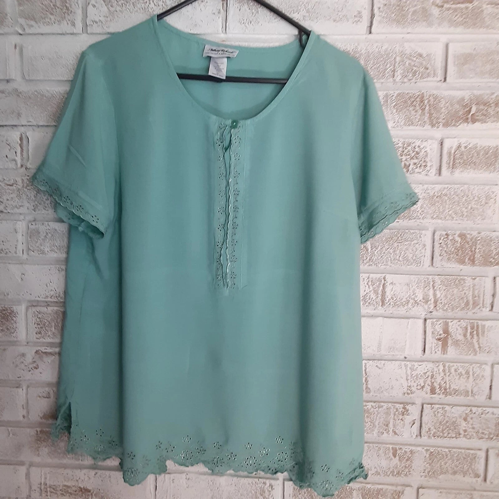 Anthony Richards sz 16P PJ set Lace edged Cadet Blue Lounge Worthy