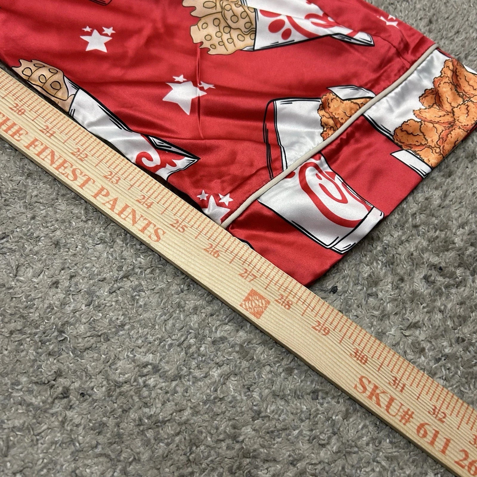 Sheshow Women's Chick-Fil-A Print Satin Pajamas Top/Short Set Red Medium New