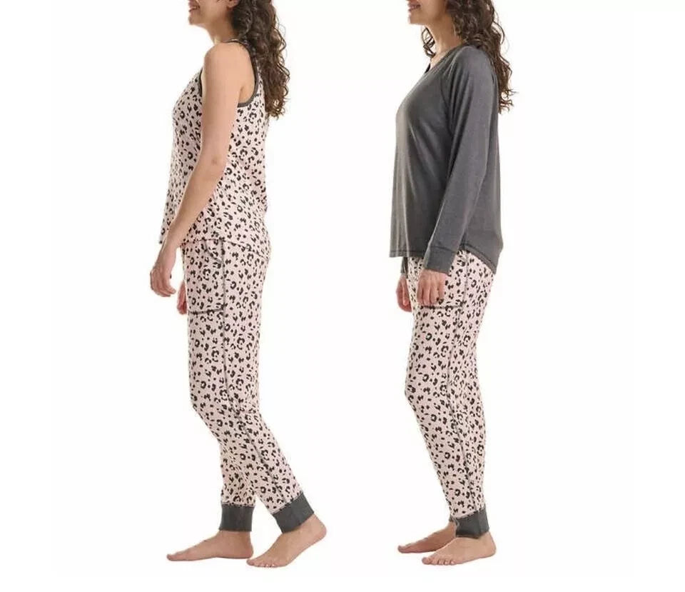 Live Love Lounge Cozy Leopard 3-piece Lounge PJ Set by Karen Neuburger L NWT