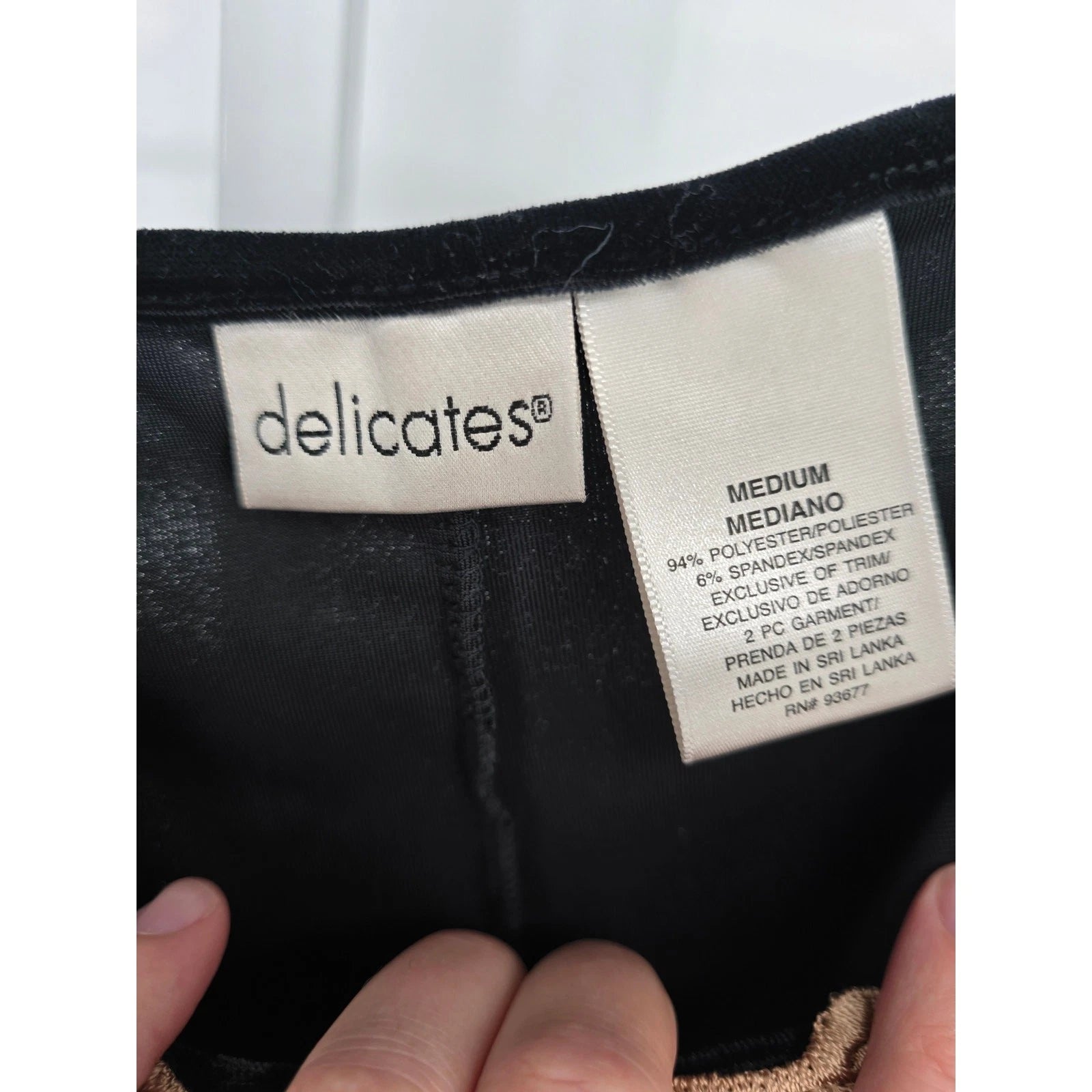 Delicates Intimates Womens Sz M velvet Pajama Top and Pants Set Black Lace Trim
